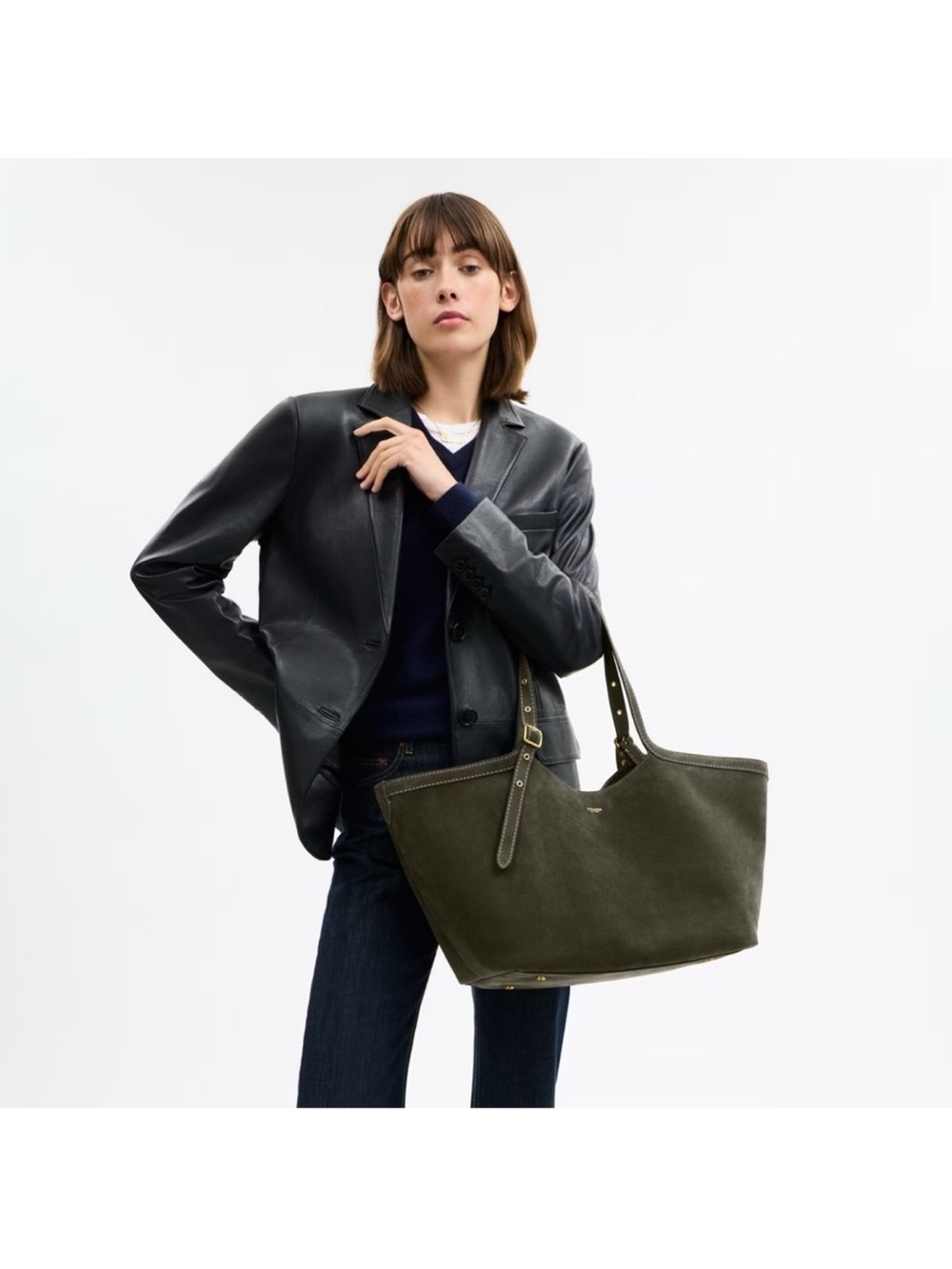 Coach Olive Green Suede Tote - Coach - Picture 8 of 9